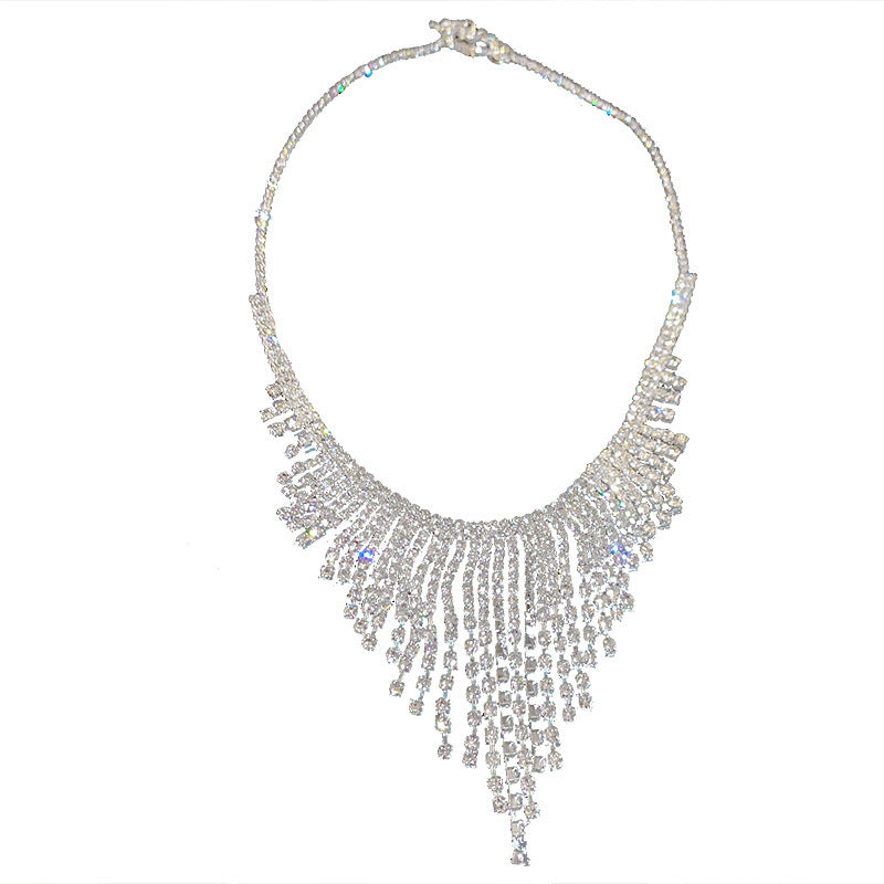 European And American Fashion Grandeur Personality Trendy Necklace Spring New Diamond Tassel Necklace Instafamous Design Sense Necklace Women's