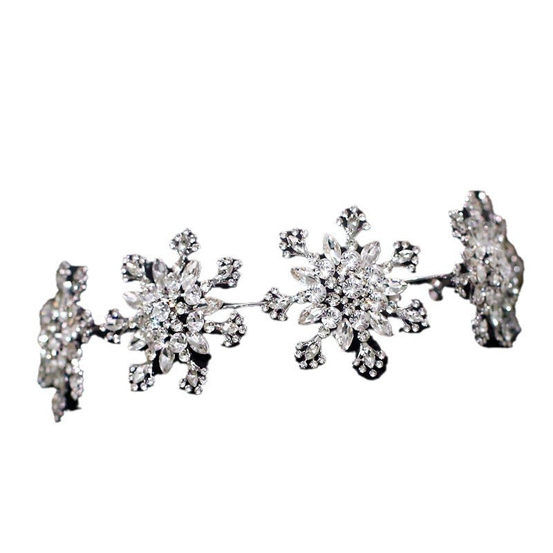 Bride Wedding Headdress Fashion Shiny Rhinestone Snowflake Headband Gas