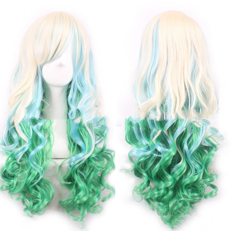 Harajuku Style Colored Female Long Curly Hair Hood