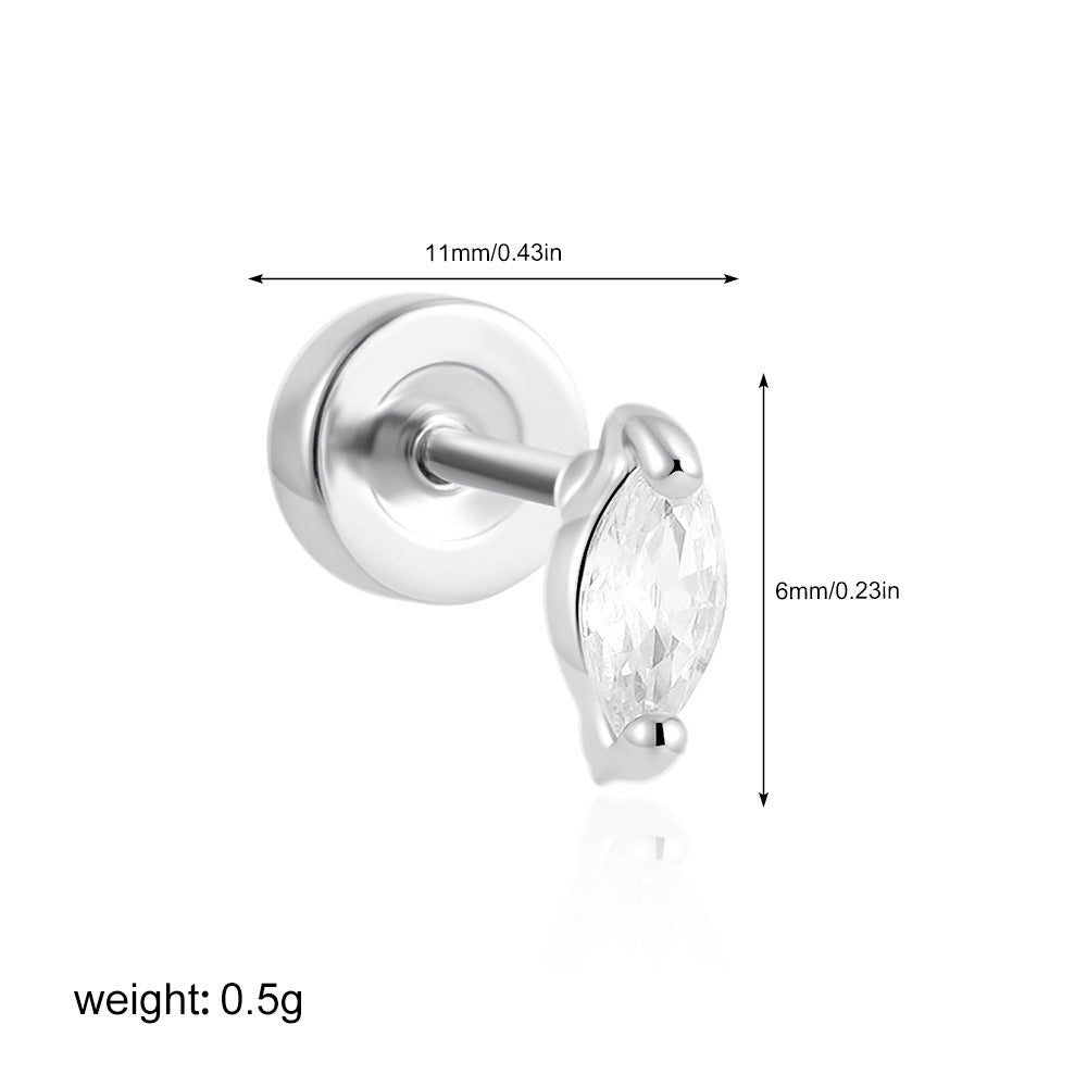 Stainless Steel 18K Gold Zircon Ear Bone Stud Titanium Steel Mini Ear Studs