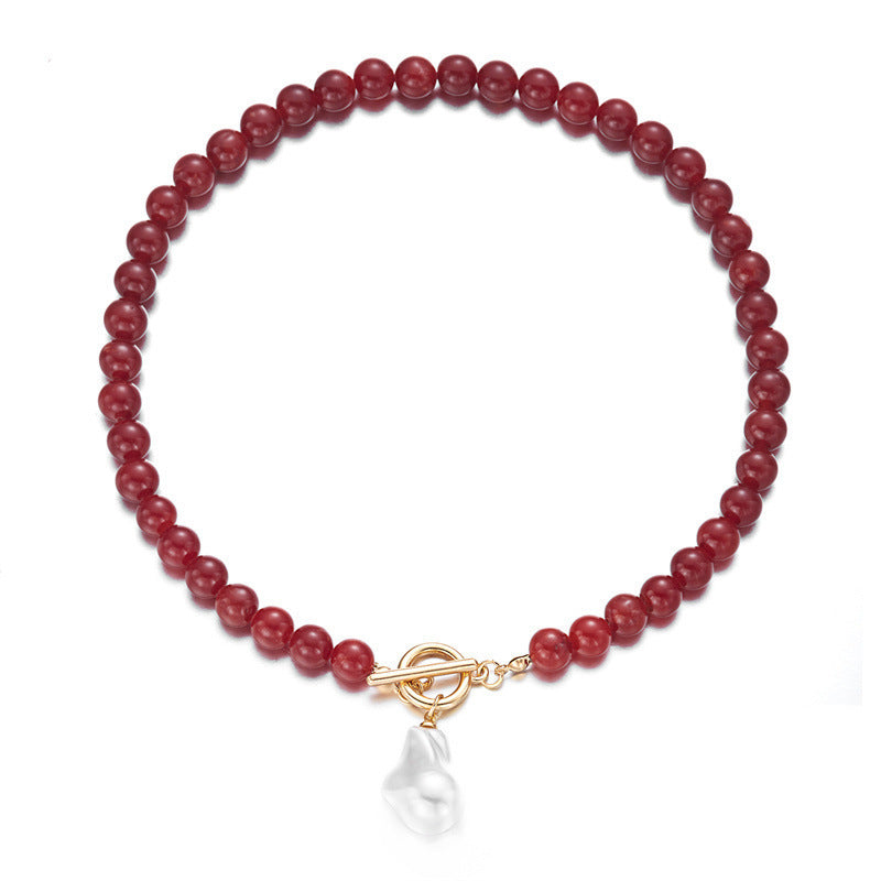 Fashion Black Natural Gravel Hand-knit Necklace Women