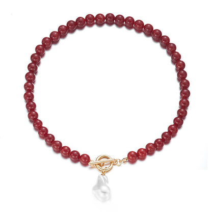 Fashion Black Natural Gravel Hand-knit Necklace Women