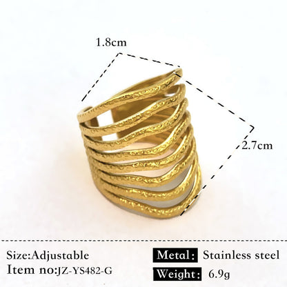 Glossy Stainless Steel Plated 18K Gold Simple Ring