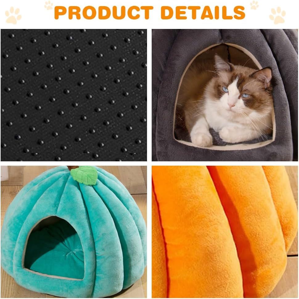 New Pumpkin Cat Bed Cat Beds For Indoor Cats Cute Pumpkin Shape Cat Cave Bed Cat Tent Halloween Cat House Bed Warm Sleeping Bed For Cats Small Dogs