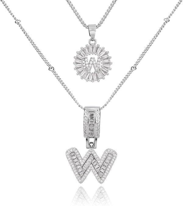 26 English Letters Copper-plated Gold Diamond Pendant Necklace