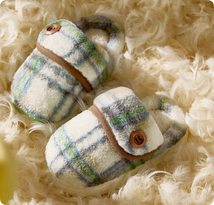 Indoor Home Silent Thick Warm Fur Shoes For Children