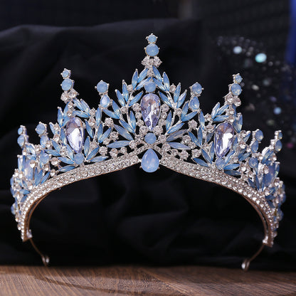 Wedding Birthday Headdress Crown Alloy Inlaid Protein Green Bright Crystal Bride