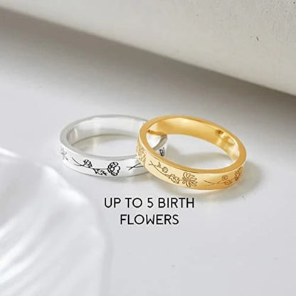 Fashionable Personalized Birthday Flower Ring