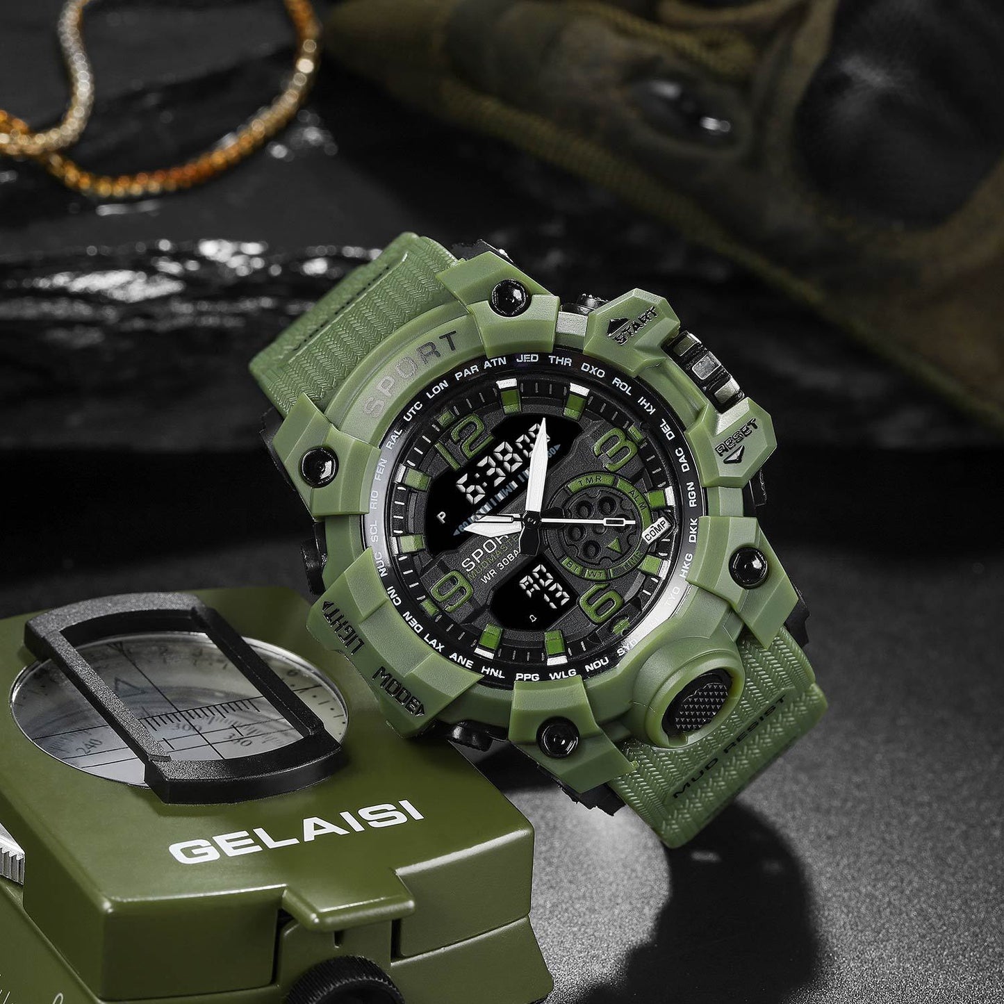 Foreign Trade Watch Black Technology Junior High School Student Trendy Sports Luminous Boys Cross-border Electronic Watch