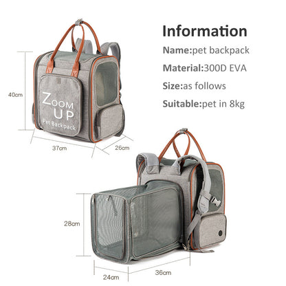 Large Capacity Oxford Cloth And PU Expandable Pet Bag