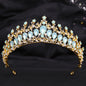 Wedding Birthday Headdress Crown Alloy Inlaid Protein Green Bright Crystal Bride