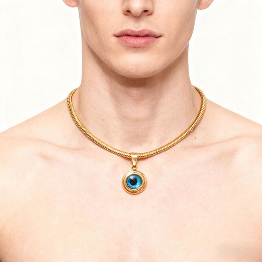Angel Eyes Titanium Steel Necklace Men's Gold-plated Exquisite
