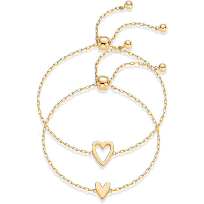 Women's Hollowed Heart Shape-shaped Pendant Two-piece Set Bracelet