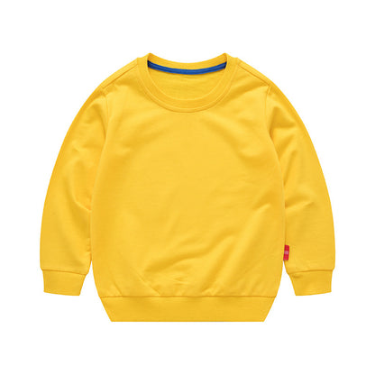 Boys Korean Round Neck Solid Color Loose Long Sleeve Pullover