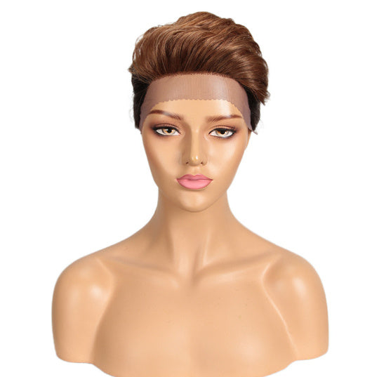 Front Lace Wig All Real Hair Short Headgear
