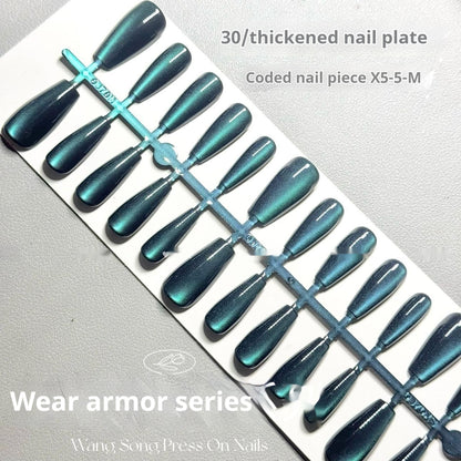 Solid Color Cat Eye 24 Blue Green Chameleon Sweet Cool Simple Wear Nail Tip