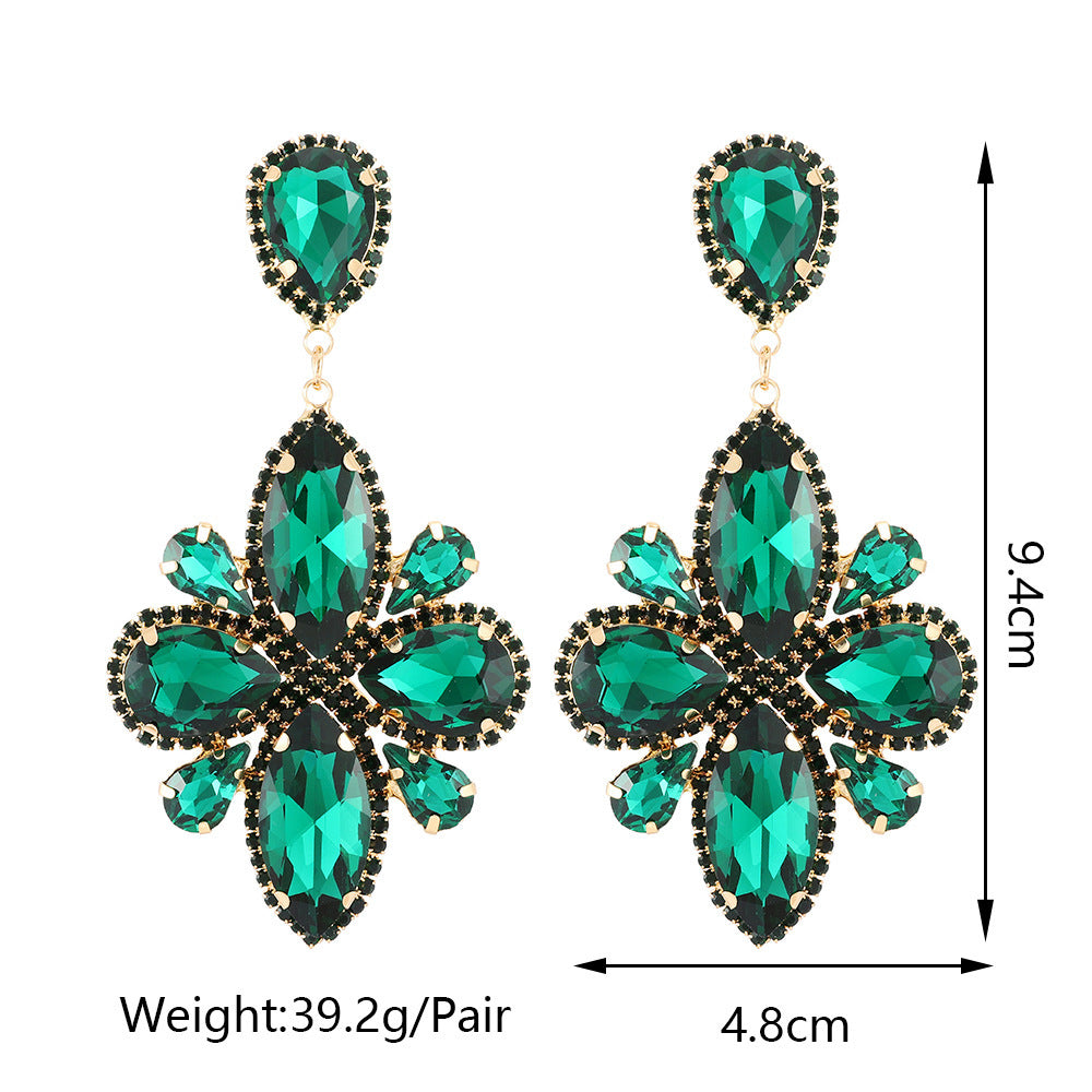 Exaggerated Geometry Shiny Glass Long Large Earrings Personality Retro Design