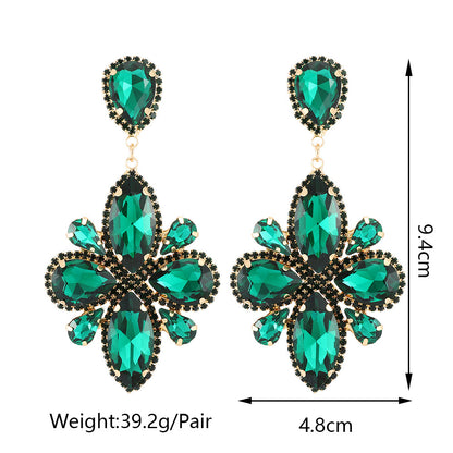 Exaggerated Geometry Shiny Glass Long Large Earrings Personality Retro Design