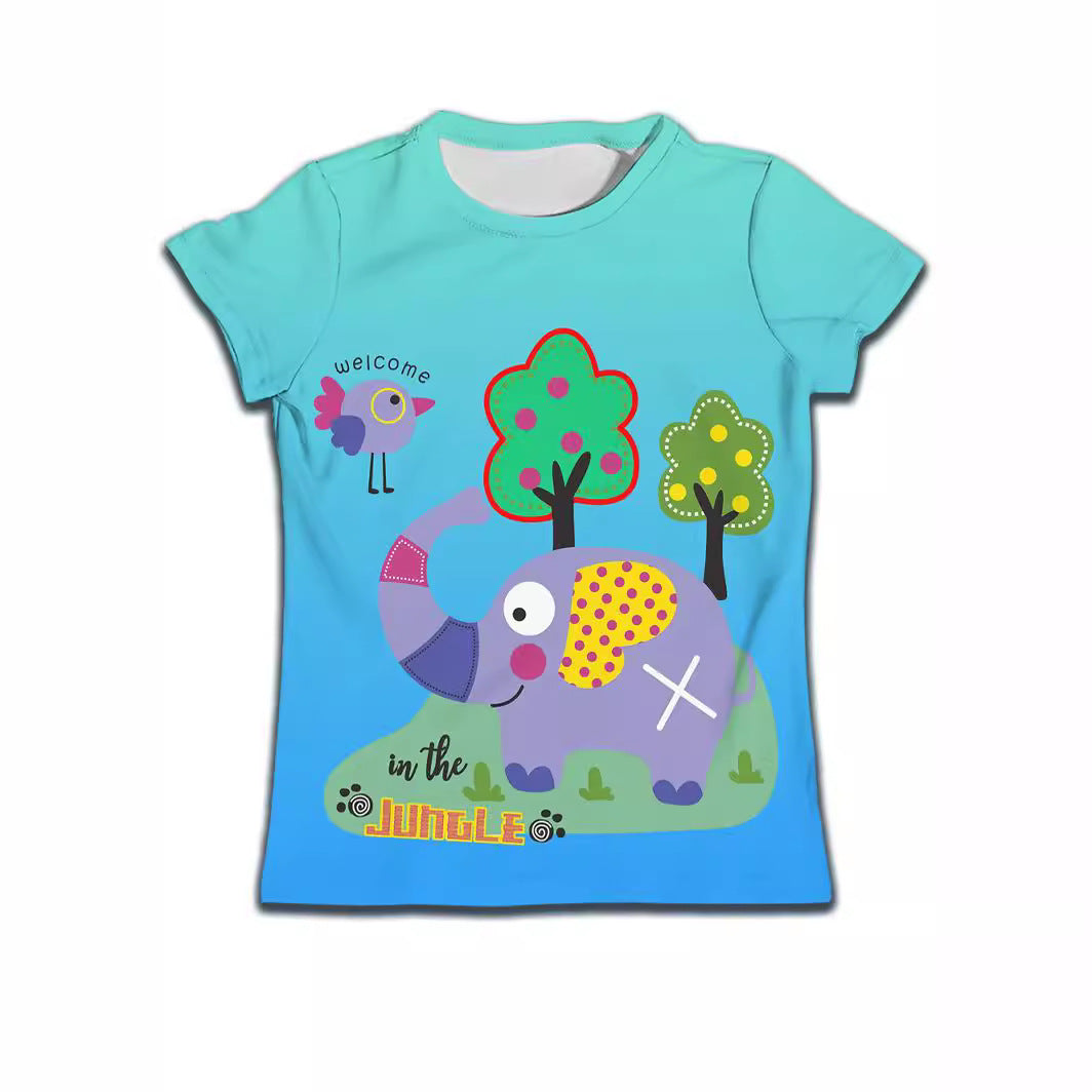 Children Boy T-shirt Clothes Casual Soft T-shirt Cute Cat Cartoon Pattern