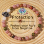 Rhodonite Crystal Bohemian Style Natural Stone Bead Seven Pulse Lotus Bracelet