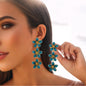 Fashionable Oil Dripping Four Petal Flower Earrings