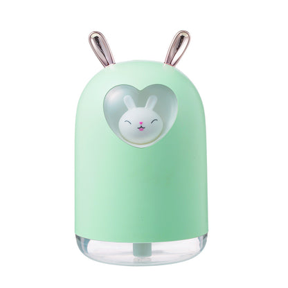 Lovely Rabbit Air Humidifier 300ML Cute Pet Ultrasonic Cool Mist Aroma Oil Diffuser Romantic Color LED Lamp USB Humidificador