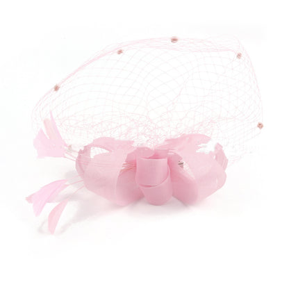 Bride Veil Hair Bow Top Hat Headdress Flower Cover Face Mesh Head