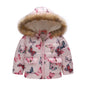Boys and Girls Printed Hooded Children's Warm Cotton Jacket Thickened