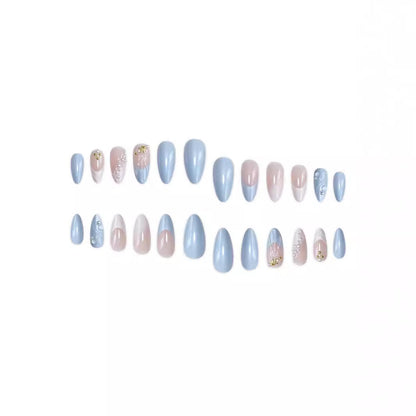Fashion Ocean Series Almond Nail 3D Pearl Gold XINGX Wear Nail