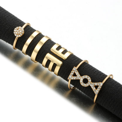 Creative Glossy Simple Personality Golden Diamond Circle Ring Ring