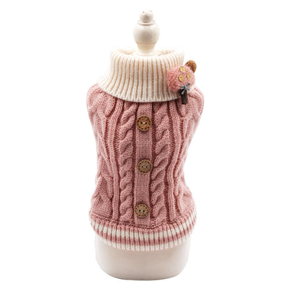Classic Knitted Pet Sweater Overall Sweet Color Dog Clothes for Small Dogs Winter New Year's Dog Jacket Warm Luxury Cat Clothing