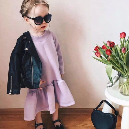 Children's Clothing Shoulder Diamond Lattice Small And Medium-sized Children's Leather Jacket