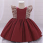 Children's Fluffy Dress, Small Flying Sleeves, Sequins, Hollow Princess Dress, Baby One-year-old Dress
