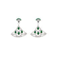 New Product Green Zircon Fan-shaped Earrings With Gold-plated Diamonds