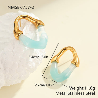 Color Resin Stitching Stainless Steel Earrings