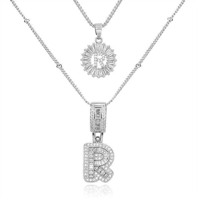 26 English Letters Copper-plated Gold Diamond Pendant Necklace