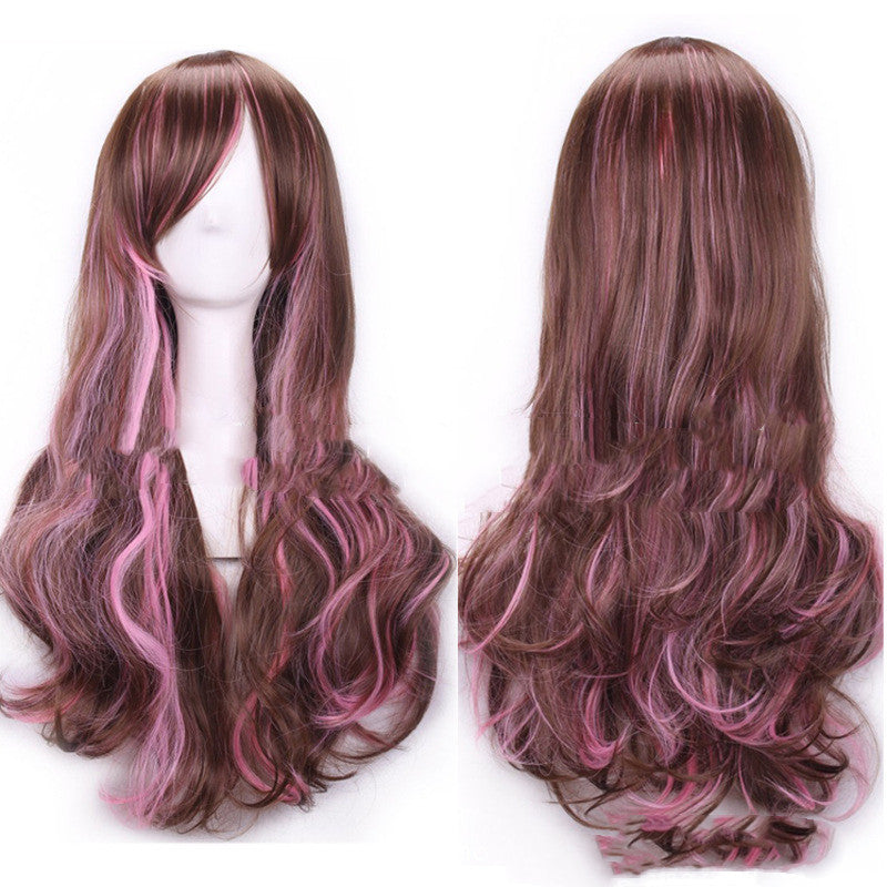 Harajuku Style Colored Female Long Curly Hair Hood