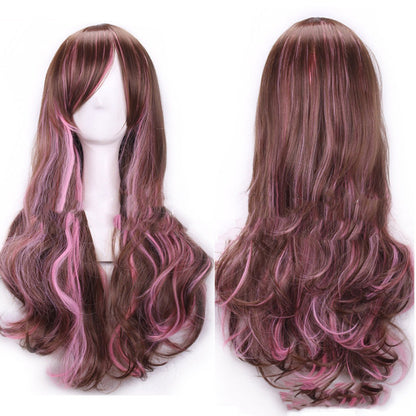 Harajuku Style Colored Female Long Curly Hair Hood