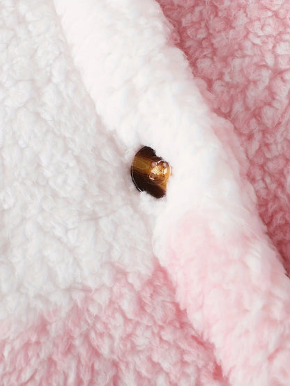 Children Girls' Autumn And Winter Lapel Plaid Single-breasted Long Sleeve Fashionable Korean Style Fashionable Velvet Coat