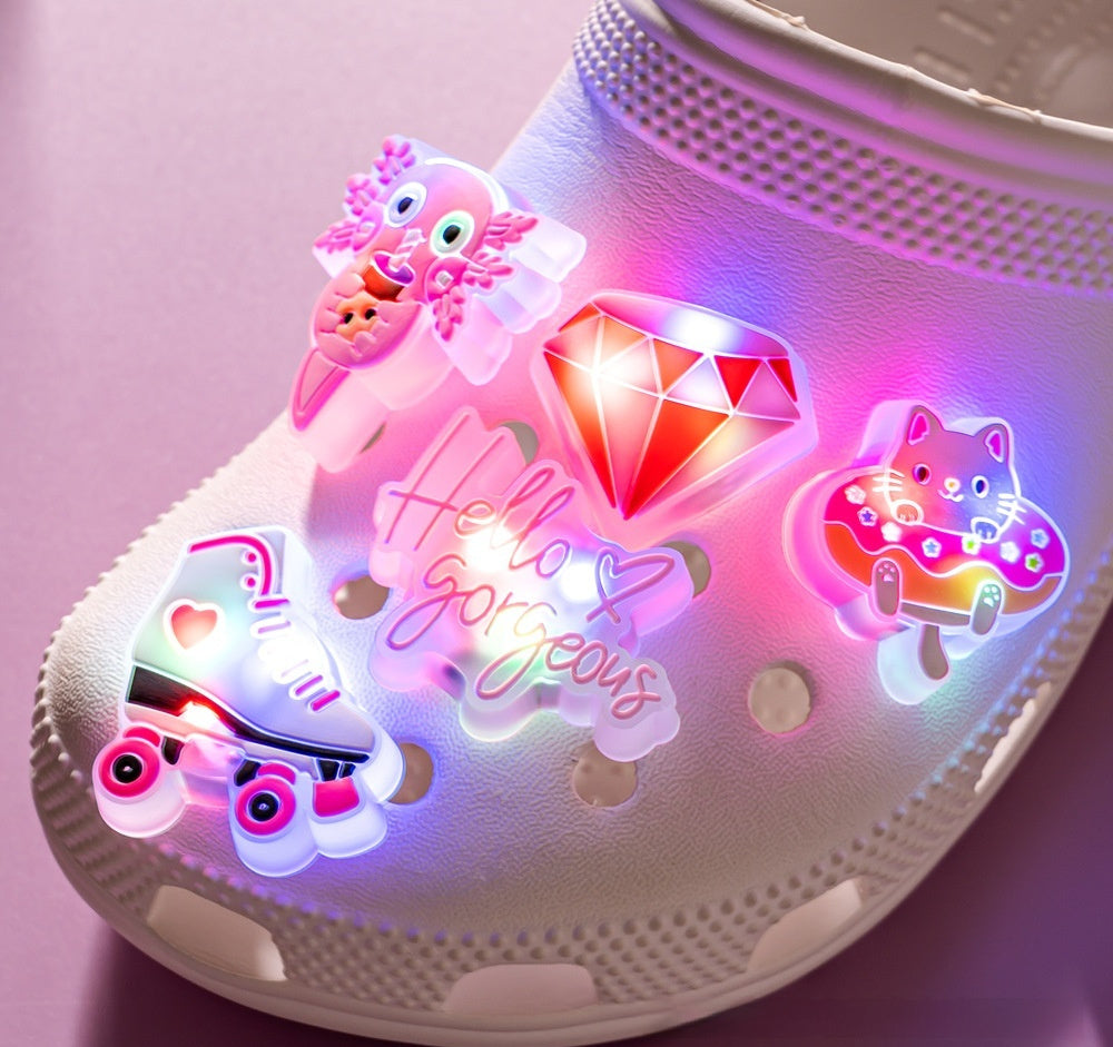 LED Flashing Lamp Hole Shoe Buckle Accessories Sandals Decoration