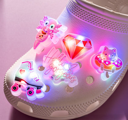 LED Flashing Lamp Hole Shoe Buckle Accessories Sandals Decoration
