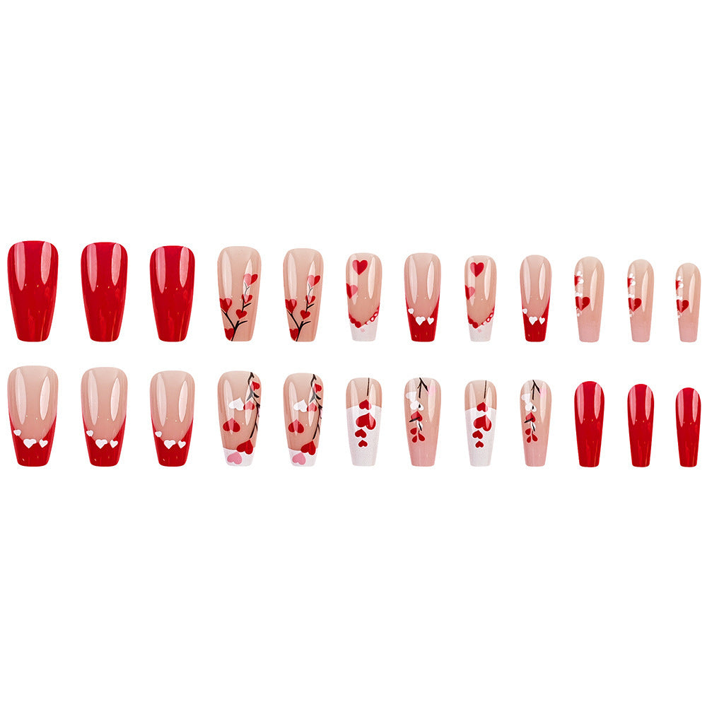 Long Red Heart Nail Sticker
