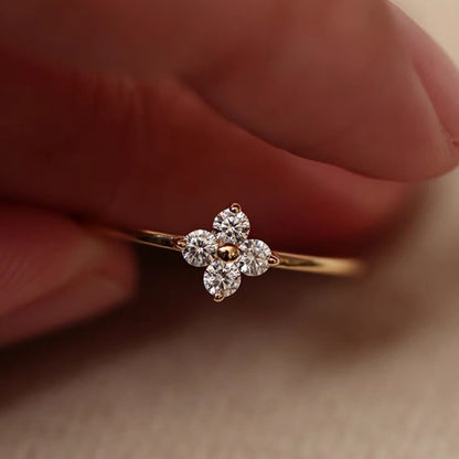 Diamond Thin Ring Female Starry Flower Rhinestone-embedded