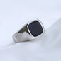 Stainless Steel Glossy Black Epoxy Irregular Hexagonal Men's Ring