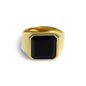 Stainless Steel Glossy Black Epoxy Irregular Hexagonal Men's Ring