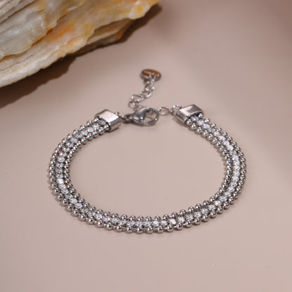 Rhinestone-encrusted Chain Stainless Steel Bracelet