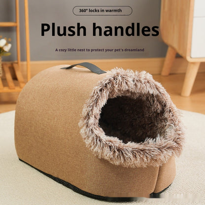 Thickened Plush Winter Pet Closed Portable Warm Multifunctional Nest