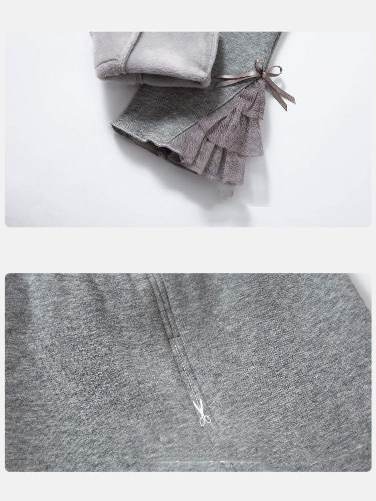Female Baby Winter Plush Velvet Bottoming Flared Pants