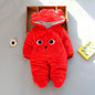 Coral fleece padded baby hooded romper