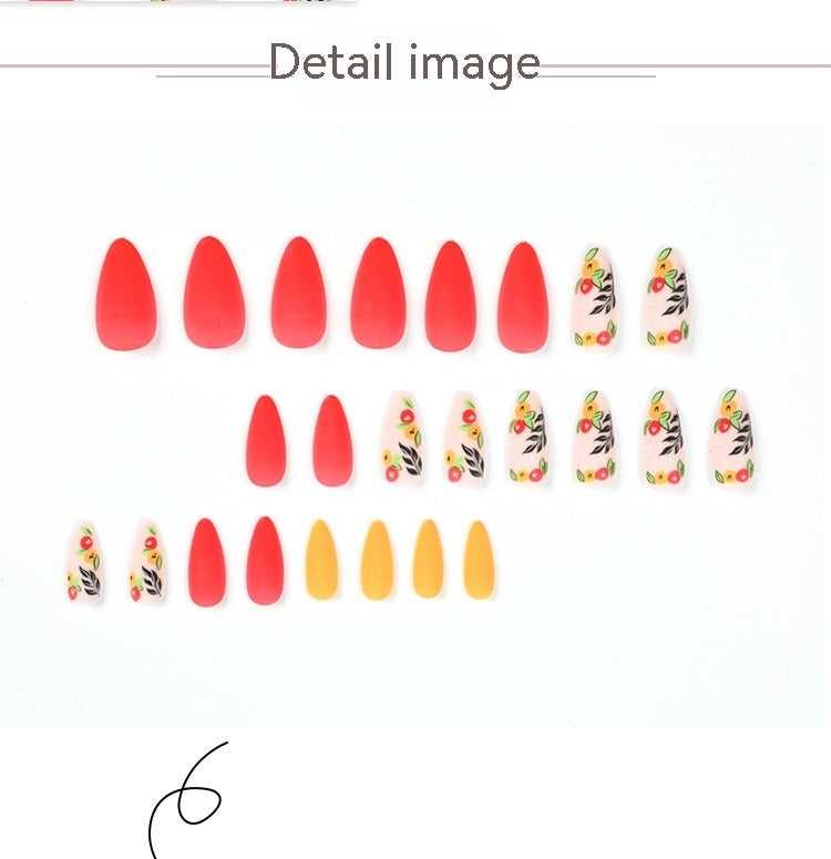 Matte Red Yellow Small Flower Mid-length Wear Armor